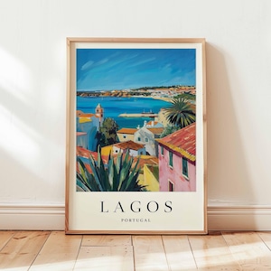 Lagos Poster, Portugal Travel Print, Algarve Coast Wall Art, Beach Decor, European Travel Gift, Coastal Town Print, Portugal Travel Art