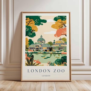 London Zoo Poster, London Travel Poster, Zoo Wall Art, Animal Print London, UK Travel Poster, British Wildlife Art