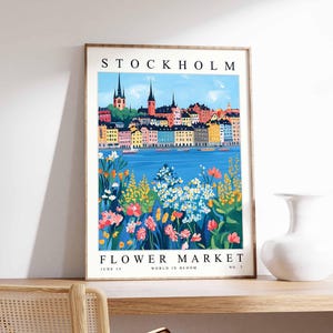 Stockholm Flower Market Poster, Stockholm Print, Swedish Floral Wall Art, Stockholm Floral Decor, Botanical Poster, Sweden Travel Art