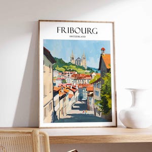 Fribourg Poster, Switzerland Poster, Swiss City Wall Art, Historic Fribourg Print, Scenic Travel Posters, Europe Prints