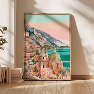 Amalfi Coast Poster, Italy Travel Print, Positano Wall Art, Coastal Home Decor, Mediterranean Art, Italian Landscape Gift