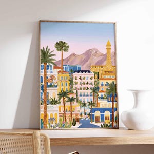 Las Vegas Poster, Nevada City Print, Vegas Strip Art, Casino Decor, Sin City Gift, Entertainment Wall Art, Neon Lights