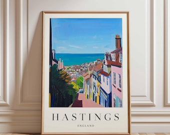 Hastings England Travel Poster: Coastal Seaside Art Print