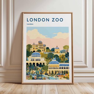 London Zoo Poster, London Travel Poster, Zoo Wall Art, Animal Print London, UK Travel Poster, British Wildlife Art, Regent&#39;s Park Decor