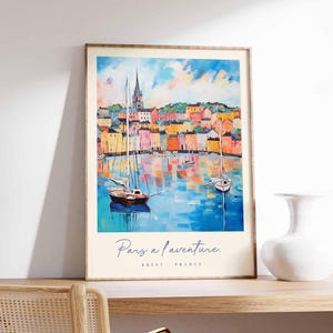 Brest Poster, Frankreich Reisedruck, Hafenstadt Kunstdruck, Frankreich Küstenwandkunst, Bretagne Maritime Szene Dekoration, Frankreich Reisegeschenk