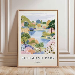 Richmond Park Poster, London Travel Poster, Richmond Wall Art, Deer Park Print, UK Nature Poster, British Landscape Art, London Park Decor