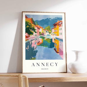 Annecy Poster, France Travel Print, French Alps Wall Art, Lake Annecy Decor, Scenic Town Poster, European Landscape Print, Europe Travel Art