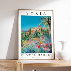 Syria Flower Market Poster, Syria Print, Syrian Floral Wall Art, Syria Floral Decor, Botanical Poster, Levantine Art, Middle East Travel Art