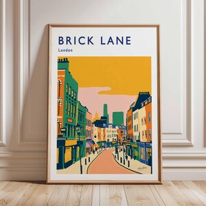 Brick Lane Poster, London Travel Poster, Brick Lane Wall Art, East London Print, UK City Poster, Street Market Art, British Culture Decor
