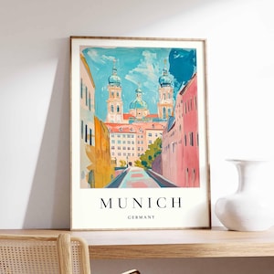 Munich poster, Germany print, Munich wall art, Munich city map decor, minimalist Munich poster, German skyline print, Munich travel wall art