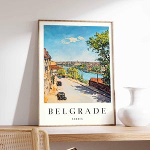 Belgrade Poster, Serbia Travel Print, Belgrade Fortress Print, Balkan City Wall Art, Danube River Print, European City Decor