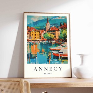 Annecy Poster, France Travel Print, French Alps Wall Art, Lake Annecy Decor, Scenic Town Poster, European Landscape Print, Europe Travel Art