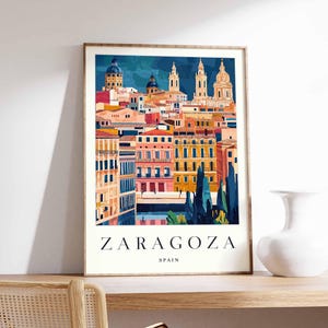 Zaragoza Poster, Spain Travel Print, Spanish City Wall Art, Basilica Decor, Zaragoza Travel Art, European Cityscape Prints, Spain Poster