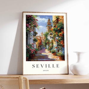 Póster de Sevilla, Póster de España, Arte mural de Sevilla, Impresión española, Impresión de Sevilla, Decoración de Andalucía, Decoración de Sevilla, Arte mural de España