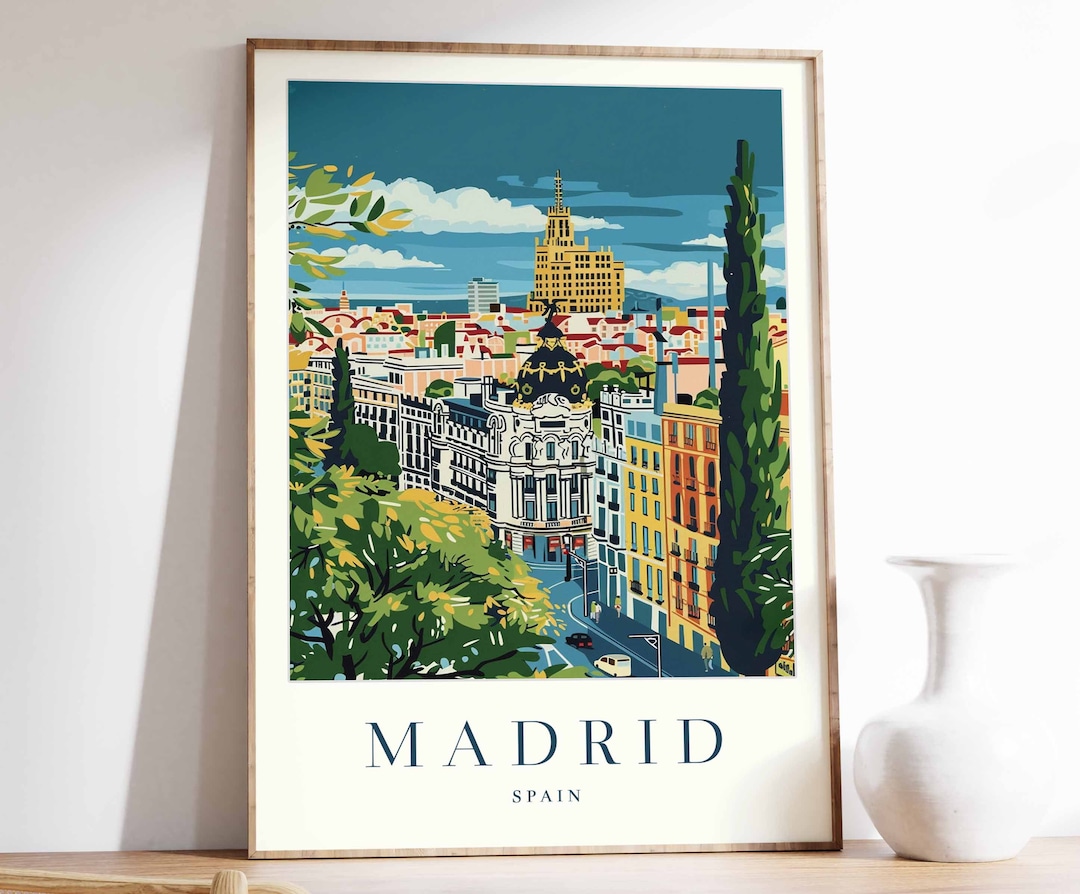 Madrid Travel Poster: Plaza Mayor, Spain Wall Art - Etsy