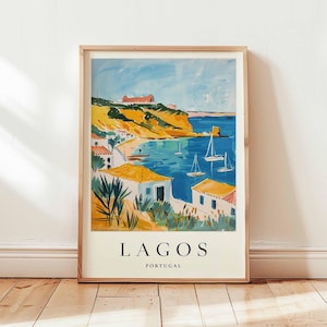 Lagos Poster, Portugal Travel Print, Algarve Coast Wall Art, Beach Decor, European Travel Gift, Coastal Town Print, Portugal Travel Art