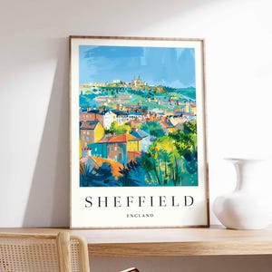 Sheffield England Travel Poster: South Yorkshire UK City Art