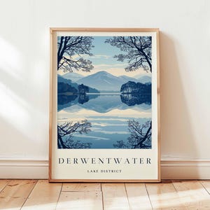 Derwentwater Poster, Lake District Travel Print, Cumbria Wall Art, UK Travel Decor, Landscape Print, Lake District Poster, UK Travel Art