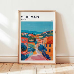 Pôster de Yerevan, Impressão de viagem da Armênia, Arte de parede da Ásia, Decoração do Cáucaso, Presente de viagem de Yerevan, Impressão de paisagem urbana, Arte de viagem da Armênia