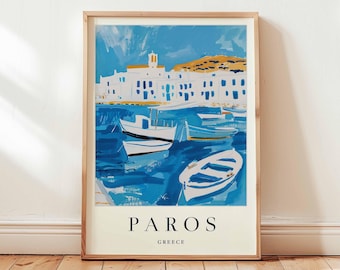 Paros Greece Travel Poster: Aegean Island Art Print