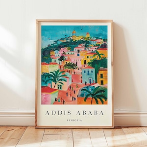 Addis Ababa Poster, Ethiopia Travel Print, African City Wall Art, Travel Decor, Capital City Gift Art, East Africa Print, Ethiopia Poster