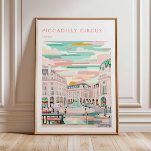 Piccadilly Circus Poster, London Travel Poster, Piccadilly Circus Wall Art, West End Print, UK Landmark Poster, British Culture Art