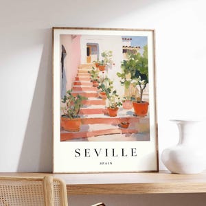 Póster de Sevilla, Póster de España, Arte mural de Sevilla, Impresión española, Impresión de Sevilla, Decoración de Andalucía, Decoración de Sevilla, Arte mural de España