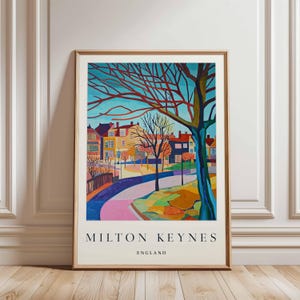 Milton Keynes Poster, England Travel Print, UK Wall Art, Cityscape Decor, Milton Travel Gift, City Print, Milton Art, England Travel Art