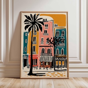 Notting Hill Poster, London Travel Poster, Notting Hill Wall Art, Colorful London Print, UK City Poster, London Street Art