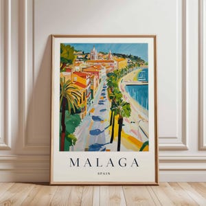 Malaga Poster, Spain Travel Print, European Wall Art, Coastal Decor, Malaga Travel Gift, Cityscape Print, Spain Travel Art