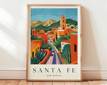 Santa Fe Travel Poster: New Mexico Southwestern Wall Art