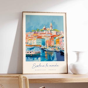 Marseille Poster, France Travel Print, Old Port Print, Coastal City Decor, Mediterranean Sea View Wall Art, French City Poster