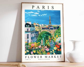 Paris Flower Market Poster: French Floral Botanical Print