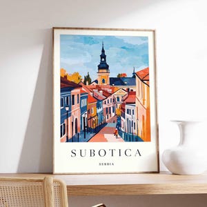 Póster de Subotica, Impresión de viaje a Serbia, Arte mural de Voivodina, Decoración urbana de Serbia, Póster de viaje de Subotica, Póster de Serbia, Arte de viaje por Europa