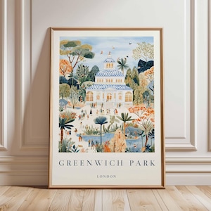 Greenwich Park Poster, London Travel Poster, Greenwich Wall Art, Royal Park Print, UK Nature Poster, British Landscape Art, London Decor