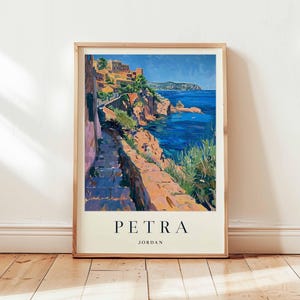 Petra Poster, Jordan Travel Print, Middle East Wall Art, Ancient City Decor, World Wonder Gift, Desert Landscape Print, Jordan Travel Art