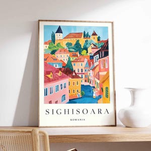 Sighisoara Poster, Romania Travel Print, Transylvania Wall Art, Romanian Town Decor, Sighisoara Citadel Poster, Europe Travel Art