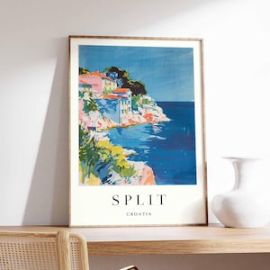 Split Poster, Croatia Travel Print, Dalmatia Wall Art, Croatian Coastal Decor, Split Diocletian&#39;s Palace Poster, Europe Travel Art