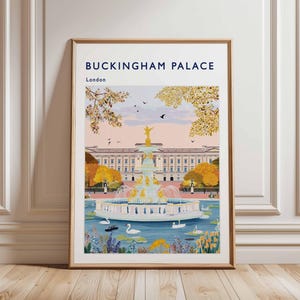 Buckingham Palace Poster, London Travel Poster, Royal Palace Wall Art, Buckingham Print, UK Landmark Poster, British Architecture