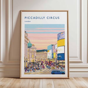 Piccadilly Circus Poster, London Travel Poster, Piccadilly Circus Wall Art, West End Print, UK Landmark Poster, British Culture Art