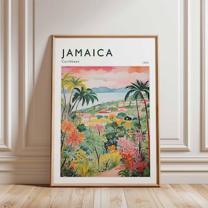 Jamaica Poster, Caribbean Travel Print, Island Wall Art, Beach Decor, Jamaica Travel Gift, Coastal Print, Caribbean Travel Art