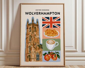 Wolverhampton Travel Print | United Kingdom City Poster | British Wall Art