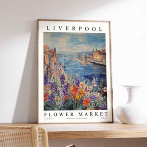 Liverpool Flower Market Poster, Liverpool Print, English Floral Wall Art, Liverpool Floral Decor, Botanical Poster, England Travel Print