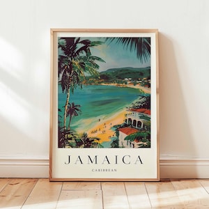 Jamaica Poster, Caribbean Travel Print, Island Wall Art, Tropical Decor, Jamaica Travel Gift, Reggae Culture Print, Caribbean Travel Art