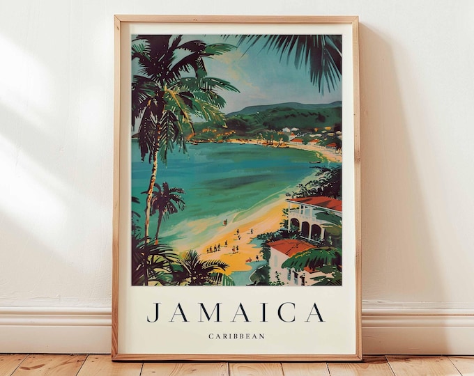 Jamaica Travel Poster: Caribbean Island Wall Art, Reggae Culture Print