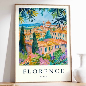 Póster de Florencia, Impresión de viaje a Florencia, Arte mural de Italia, Impresión de viaje a Italia, Decoración tropical, Impresión urbana, Póster de viaje a Florencia