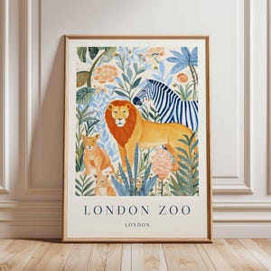 London Zoo Poster, London Travel Poster, Zoo Wall Art, Animal Print London, UK Travel Poster, British Wildlife Art
