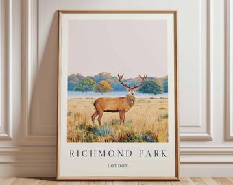 Richmond Park Travel Poster: London Deer Park Print