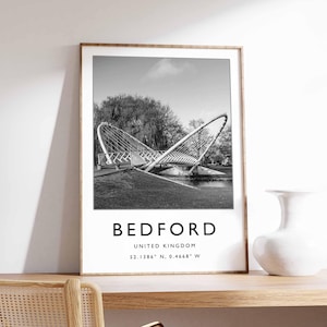 Bedford Poster, UK Print, Bedford Print, Town Wall Art, Bedford Decor, UK City Poster, Bedford Art, Bedford Landscape, Bedford Gift