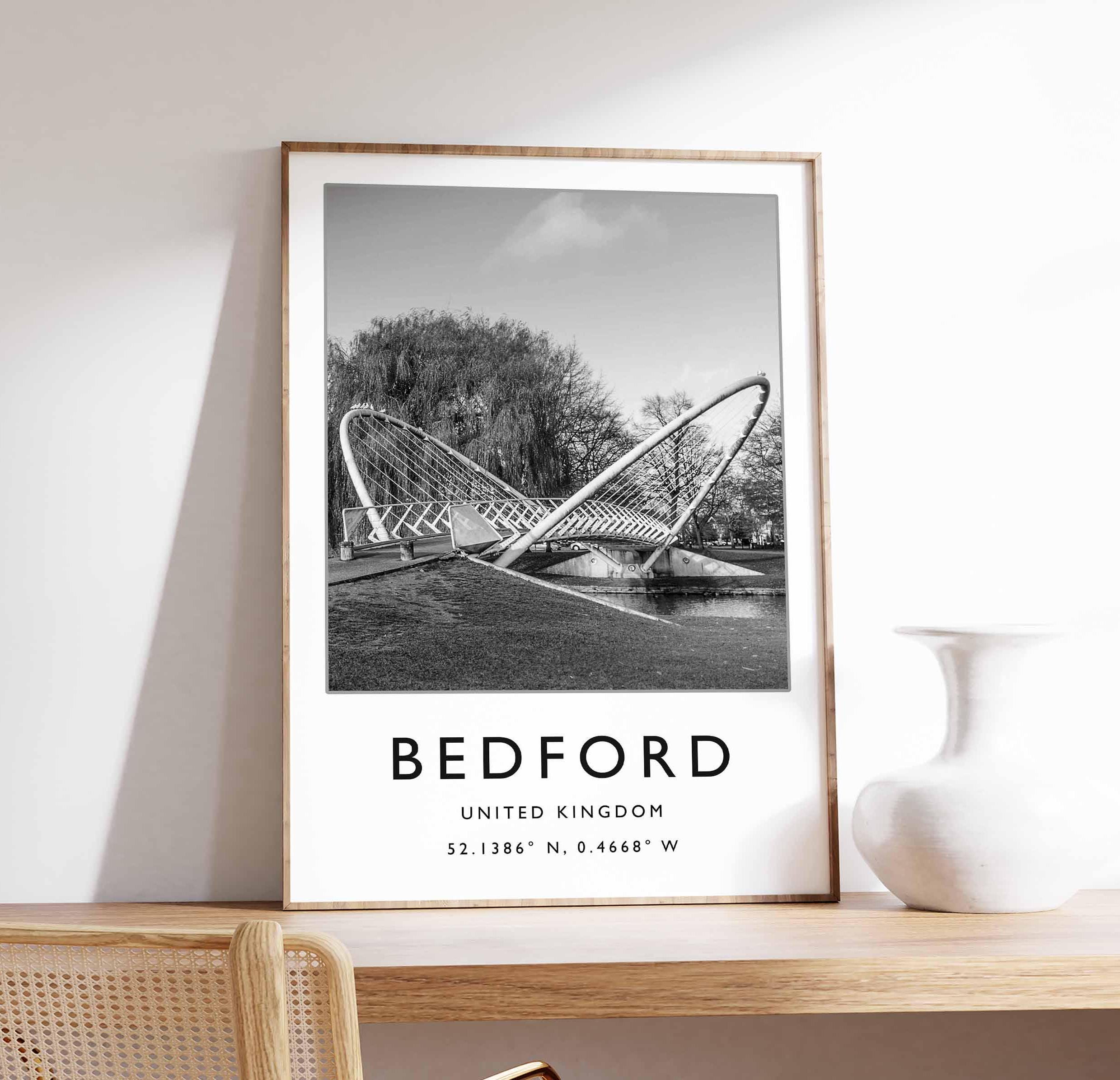 Bedford Poster, UK Print, Bedford Print, Town Wall Art, Bedford Decor, UK City Poster, Bedford Art, Bedford Landscape, Bedford Gift